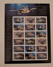 USPS Protected Sea Turtles Forever Stamps Full Sheet of 18 Wildlife Collectible picture