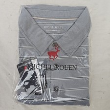 Michel Rouen Performance Golf Polo Shirt Light Gray Stripe Men’s XL Short Sleeve picture