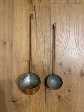 Vintage VTG Rustic Kitchen Copper Ladles Utensils Hanging Wall Decor picture