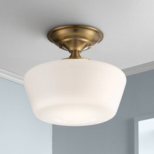 Schoolhouse Ceiling Light Semi Flush Mount Fixture Gold 12