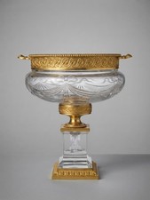 Antique French Empire Baccarat Gilt Bronze Baccarat Cut Glass Centerpiece picture