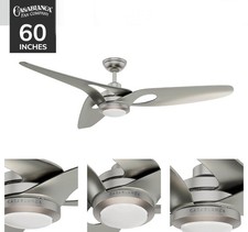 Casablanca 60” Nickel DC Motor Outdoor Damp LED Remote Ceiling Fan NO REPAIRS picture