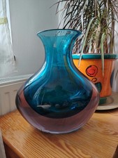 VTG Italian Murano Flavio Poli 'Sommerso' XXL blue vase, c. 1960 picture