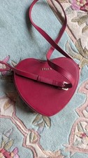 Furla Rare Red Italian Leather Lillie Heart Crossbody Purse New Condition picture