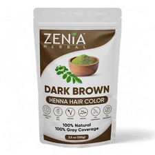 Zenia Organic Henna Hair Color  Dye DARK BROWN  100g picture