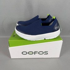 Oofos OOmg Eezee Recovery Sneakers Womens 8 Navy Blue White Slip-On Shoes NIB picture