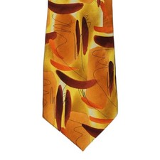 J GARCIA Silk Tie Courtyard Performance Yellow Orange Abstract Artistic Necktie picture