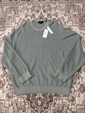 NWT Vince geo-jacquard Wool Blend Crew Neck Sweater Coastal Blue Men's XXL. A2 picture