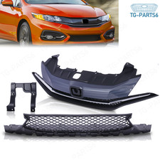 Front Upper&Lower Grilles Textured Cover For 2014 2015 Honda Civic 2-Door Coupe picture