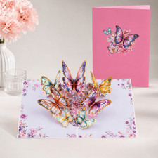 Butterfly Pop Up Birthday Card, Floral Butterfly 3D Greeting Card with Envelope picture