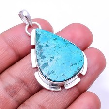 Magnesite Turquoise Designer Handmade 925 Sterling Silver Pendant 1.76