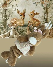 VTG Carters Prestige Stuffed Bunny Rabbit Musical Crib Pull Plush Toy Rose Dress picture