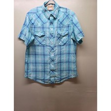 Wrangler Men's Western Snap Shirt Retro Turquoise Plaid L picture