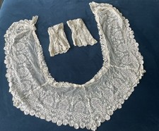 Antique Brussels point de glacé Bertha collar and matching cuffs,  19th century picture