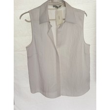 NWT Vince Off White Boxy Sleeveless Button Front Shirt Top Small $268 V125113109 picture