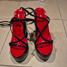 Lemon Drop By Privileged Drift Black Platform Chunky Heels Sandals US Size 8 picture