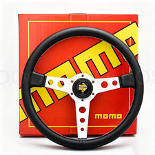 MOMO Prototipo Steering Wheel Heritage Silver Genuine Leather 350mm Brand New picture