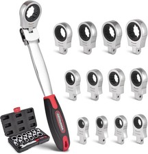 VEVOR Flex-Head Ratcheting Wrench Set Combination Wrench Set 12-Piece Metric picture