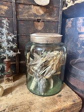 Primitive Antique Hand Blown Glass Apothecary Jar Early Cabin Goods  picture