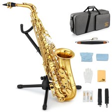 🎷Eastar Alto Saxophone E Flat F Key Gold Lacquered Student School Band Alto Sax picture