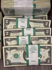 Pack of (50) NEW $2 Bills Uncirculated Consecutive Serial# Crisp Two Dollars picture