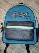 Coach Vale MEDIUM F76647 Nylon/Leather Blue Colorblock Backpack (pu110 picture
