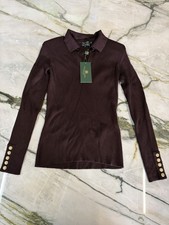 Holland Cooper V Neck Rib Top Chocolate Women’s Medium New With Tags picture