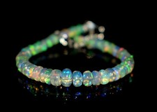 925 Sterling Silver Natural Ethiopian Opal Gemstone Beads 7