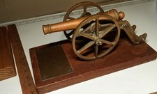 Vintage 1980 Harness Racing Trophy Solid Brass Cannon Representation Piece picture