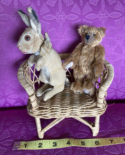 RARE Early ANTIQUE C 1900's STEIFF ? Miniature BEAR 5” NO ID & OLD Bunny Rabbit picture