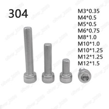 Fine Thread M3 - M12 304 Stainless Steel Hex Socket Bolts Cap Head Screws DIN912 picture
