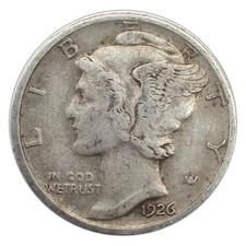 1926-D Mercury Dime VF Very Fine 90% Silver picture