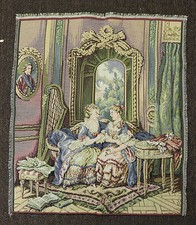 Fine Authentic Italian Tapestry Women Vintage Conversation Authentic Handmade picture