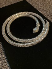 Vintage Silver Tone Mesh Snake Belt, Necklace Clear Eyes picture