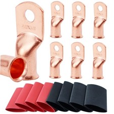 8 PCS 4/0 AWG  3/8 Battery Cable Lugs Copper Wire Ring Terminals picture