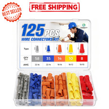 125Pc Wire Connector Nuts Kit Twist On Electrical Caps Assorted Sizes picture