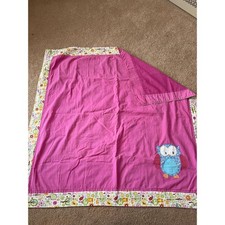 Vintage Handmade Pink Owl Baby Quilt 35