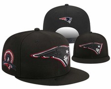 New England Patriots Snapback Hat Adjustable Fit Black Flat Brim Embroidered Cap picture