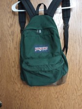 Vintage 1990's Jansport Backpack USA Leather Bottom Dark Green/Forest Green picture