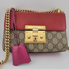 GUCCI Ready lock 409487 ChainShoulder Bag Pochette Red Pink Brown Supreme Canvas picture