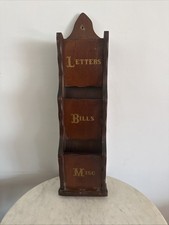 Vintage Antique Wood Wall Hanging Mail Sorter Hand Made Folk Art Gold Letters  picture