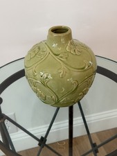 Antique 1880s-1910s Chinese Ceramic Porcelain Celadon Lotus Vase China Late-Qinq picture