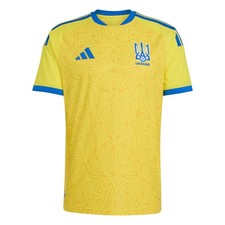 Men's Adidas Yellow Ukraine 26  Home Authentic Soccer Jersey KC6032 New $150 picture