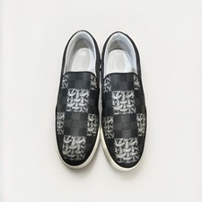 Louis Vuitton Men's Slip-On Casual Shoes Black/Gray Check US 10 UK 9 EU 44 picture