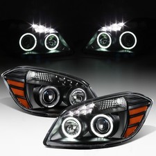 Black 2005-2010 Chevy Cobalt 07-10 Pontiac G5 LED DRL Halo Projector Headlights picture