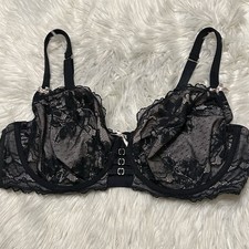 Cacique 42DD Bra Black Unlined Curvy Balconette Underwire Back Closure picture