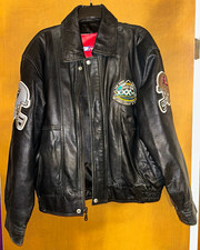 Vintage Reebok Super Bowl XXXVII 37 Leather Jacket Raiders vs Buccaneers 2003 picture