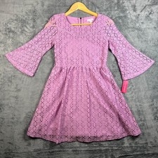 Xhilaration Girls Pink Crochet A-Line Dress Bell Sleeve Size Large NWT picture