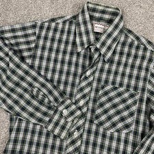 True Vintage 70s McGregor Shirt Mens 16 S Green Plaid Permanent Press Thin Work picture