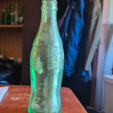 Coca-Cola Vintage Green Glass Bottle Embossed Trademark Registered Patent 105529 picture